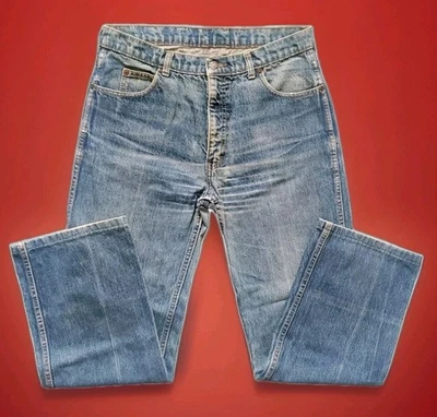 80s Calvin Klein Bl Denim Whisker Straight Jeans Men 34x30 Rockabilly Preppy Vtg - Image 1 of 4