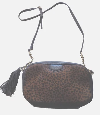 De colección AIMEE KESTENBERG Marrón Leopardo Pelo de becerro Cuero Flecos Bandolera Bolso Cartera Foto 1 de 4