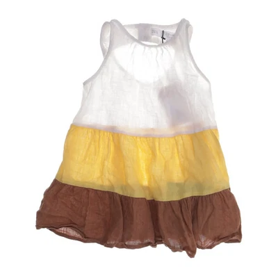 Zara, Kleid, Größe: 92, Weiß/Gelb/Braun, Leinen, Batik, Mädchen #i8A - Bild 1 von 4