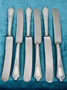 Set/6 GORHAM EP ANTICHI c1914 SHELBURNE VECCHI COLTELLI CAVI FRANCESI con borsa portaoggetti - Foto 1 di 8
