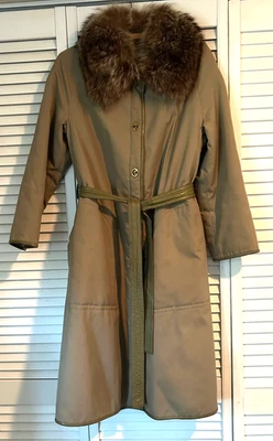 Vintage SILLS a Bonnie Cashin Design Long Fur Lined Coat Leather Trim ~ Med? - Image 1 of 4