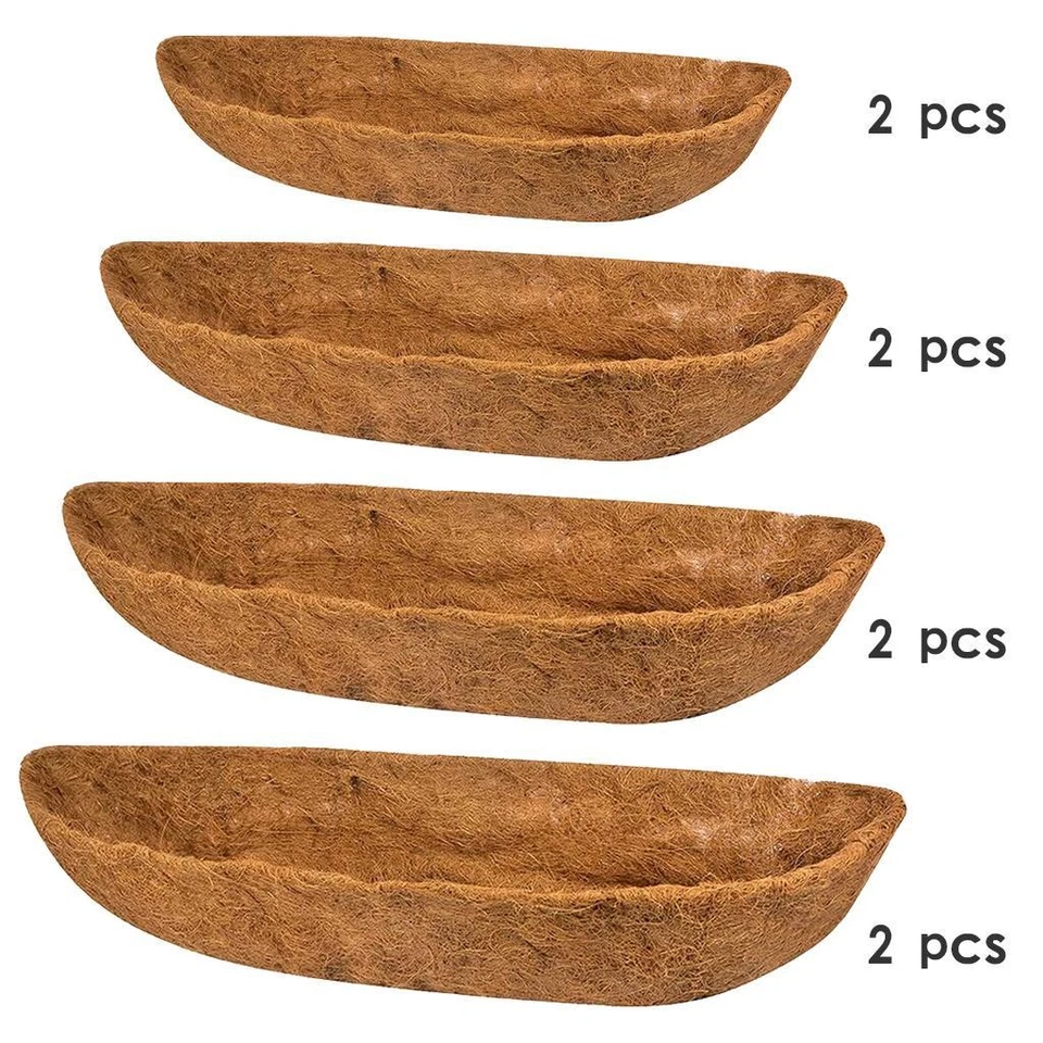 Pack of 2 Natural Trough Shaped Coco Liners for Garden Pots Inserts Liner - Image 1 of 1