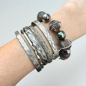 Vintage Mexiko Stil Silber Armreif Armband Stapel Southwest Twist Schmuck Konvolut - Bild 1 von 5