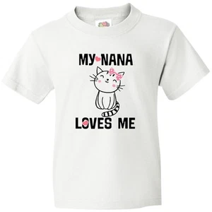 Inktastic My Nana Loves Me Girls Youth T-Shirt Grandkids Childs Cute Cat Tee Hws - Picture 1 of 4