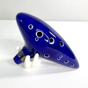 Blue Ceramic Ocarina 12 Hole Alto C Folk Music Ancient Flute Legend of Zelda - Picture 1 of 8