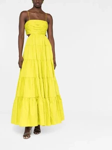AJE Sartre Chartreuse Green Tiered Gathered Cut Out Maxi Dress AU 14 / US 10 - Picture 1 of 5