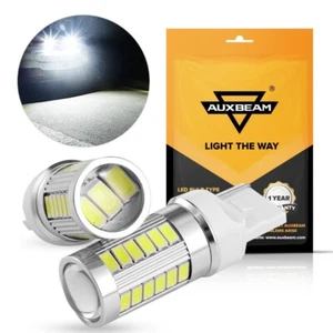 AUXBEAM 7440 T20 White LED Back Up Reverse Light Bulbs 6500K Extremely Bright - Picture 1 of 11