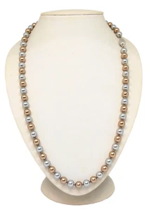 Collana donna perle cristalli bronzo grigio SWAROVSKI Elements Argento cm 54 D 7 - Foto 1 di 4