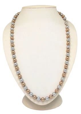 Collana donna perle cristalli bronzo grigio SWAROVSKI Elements Argento cm 54 D 7 - Immagine 1 di 4