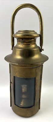 Brass Glass Nautical Oil Lantern Ship Lamp 10.5" Tall Maritime Good Condition! - Image 1 of 4