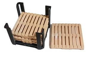Ensemble sous-verre de table palette en bois imprimé en 3D personnalisé avec support palette - Photo 1/1