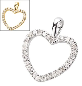 Anhänger Herz 585 Gold Weißgold / Gelbgold Diamant Brillant 0,15 ct handgefasst - Bild 1 von 6