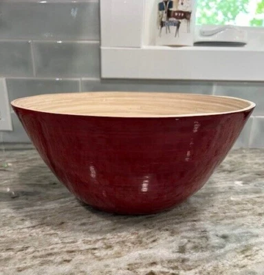 Crofton Cuenco Grande de Bambú Rojo 12" NUEVO Foto 1 de 4