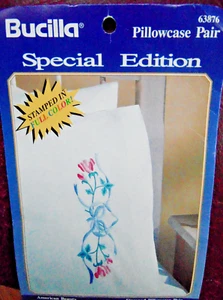 Bucilla American Beauty Roses 2 Stamped Pillowcases Embroidery Kit Open New - Picture 1 of 3