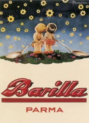 Mini-Blechschild Barilla Parma Nudeln, 8 x 11 cm