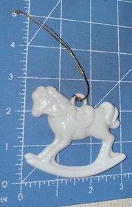 Vintage Christmas Ornament Porcelain Rocking Horse - Picture 1 of 2