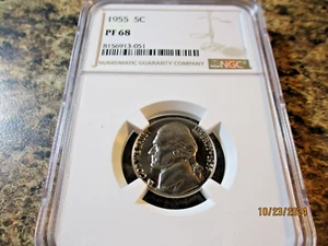 1955 JEFFERSON NICKEL PROOF NGC PF 68    051 - Picture 1 of 2