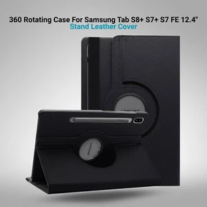 360 Rotating Case For Galaxy Tab S8+ S7+ S7 FE 12.4" Stand Leather Cover - Picture 1 of 10