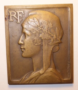 Grande plaque / Médaille, République Française, Marianne par A Morlon, vers 1930 - Picture 1 of 2