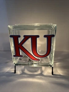 Kansas University Lighted Glass Decorating Piece. - Picture 1 of 9