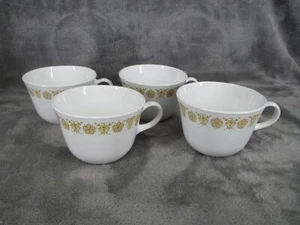Corelle Livingware by Corning Tea Cup Set Butterfly Gold Glass Floral 4 Piece - Picture 1 of 9