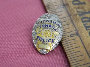 Patrolman Pomona Police Lapel Pin approx 1"   Hal mfg. LA. CA. - Picture 1 of 3