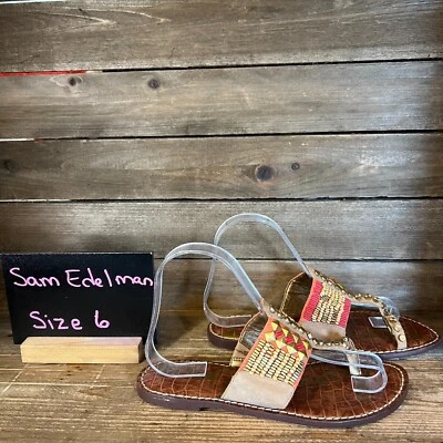 Mujer Sam Edelman Gideon Marrón Cuentas Gamuza Cuero Sandalias Zapatos Talla 6 M Usadas en Excelente Condición Foto 1 de 4