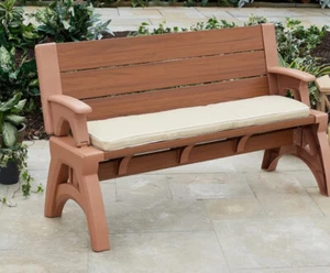 Outdoor Patio Bench Cushion 13.5 x 49.5 x 2 NEW Non Skid Backing Taupe 2pc - Picture 1 of 6