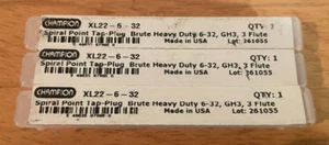 3 Stück Champion XL22-6-32 Spiral Point Hand Gewindebohrer-Stecker 3 Flöten NEU - Bild 1 von 3