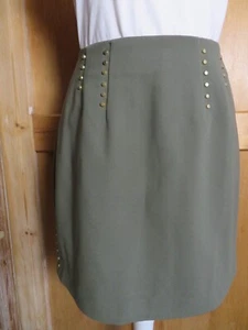 Gonna H&M taglia 8 verde 16" foderata borchiata matita elegante career club vita 28" - Foto 1 di 6