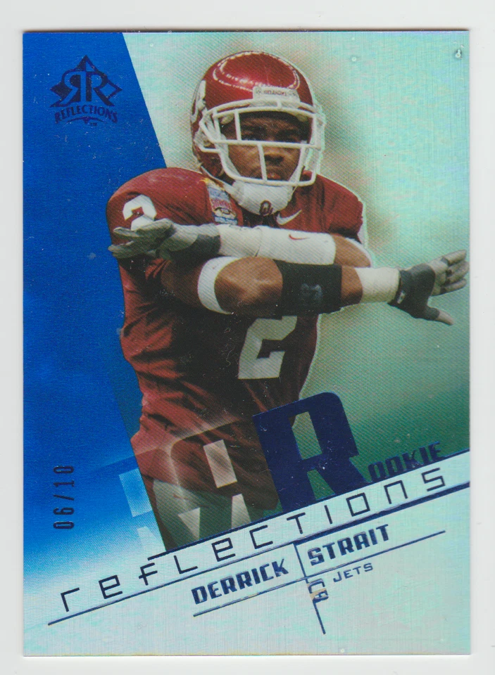 DERRICK STRAIT Oklahoma 2004 UD Reflections BLUE Rookie Card #144 SP RC #06/10 - Image 1 of 1