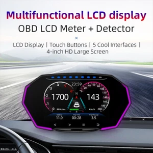 Digital Tacho Auto Head Up Display HUD Gauge GPS Wasser Öl Temp Alarm OBD2 - Bild 1 von 12