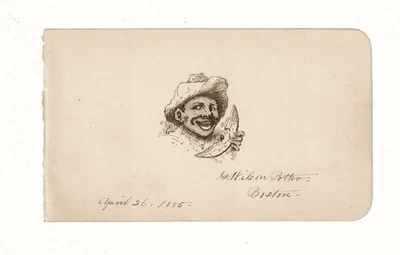 Антикварная викторианская оригинальная карикатура чернокожего афроамериканца рисунок чернилами - Изображение 1 из 2