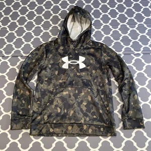 Under Armour Hoodie Youth Large Green Camo Logo Pullover Sweatshirt Boys - Picture 1 of 8
