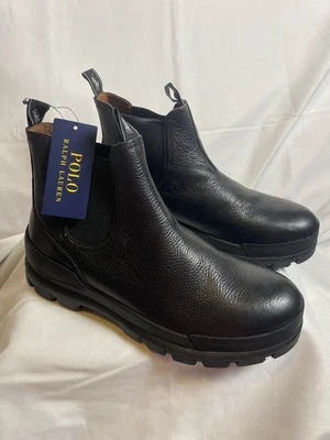 Polo Ralph Lauren Hombre Oslo Cuero Bota Chelsea Moda Negra Talla 10.5 D Foto 1 de 4