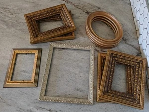 Lot Vintage Ornate Gold Picture Frames Art Decor Project Gallery Wall Plastic NB - Picture 1 of 14