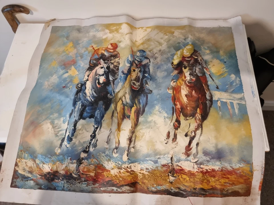 Horse Racing ORIGINAL Oil Painting - Image 1 of 1