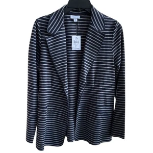 J.Jill Seamed Blazer Womens Small Navy Black Gray Striped Preppy NWT - Picture 1 of 5