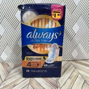Always Ultra Thin, Size 4, Overnight Pads With Wings, Unscented, 26 Count - Picture 1 of 1