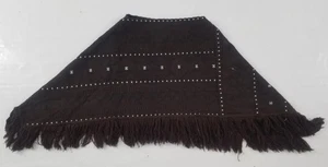 Vintage Traditional Hand Woven Geometric Patterned Fringe Poncho 110x40cms - Picture 1 of 12