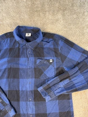 DC Shoes Shirt Mens Large Flannel Lightweight Blue Plaid VTG Retro Skater E180 - Image 1 of 4