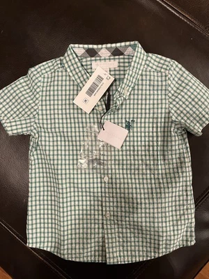 Camisa Burberry Abotonada Manga Corta Niños Talla 3Y Verde Nueva con Etiquetas Foto 1 de 3