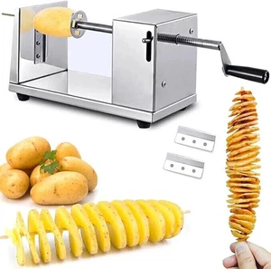 Manual Stainless Steel Twist Potato Slicer Spiral Vegetable Cutter French Fry - Picture 1 of 7
