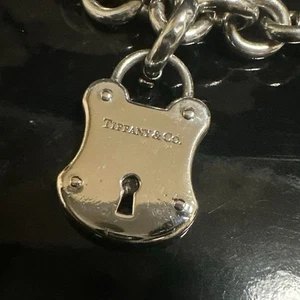 Tiffany & Co. Lock Charm Sterling Silver Bracelet Vintage P9 - Picture 1 of 15