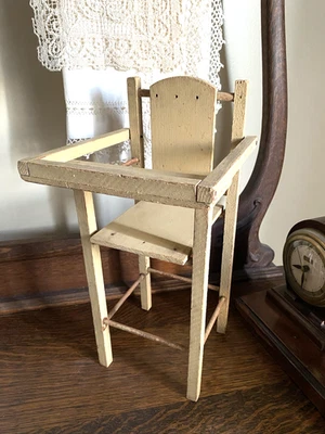 15-дюймовый антикварный расписной ВЫСОКИЙ СТУЛ ДЛЯ КУКЛЫ в примитивистском стиле деревенское народное искусство винтажный настенный подвес - Изображение 1 из 4