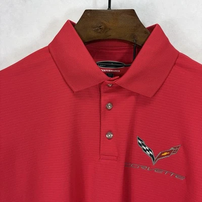 Pebble Beach Polo Shirt Mens Large Red Corvette Performance Car Racing USA Golf - Image 1 of 4