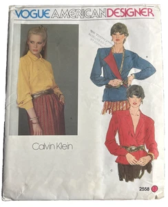 Vtg 70's Vogue American Designer Calvin Klein Misses Blouse 2558 Size 14 Uncut - Picture 1 of 4