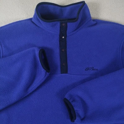 VTG 90's LL Bean Snap T Fleece Pullover Women's Medium Blue Purple Made USA EUC - Image 1 of 4