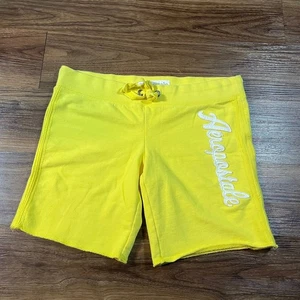 Aeropostale Fleece 87 Logo Sweat Shorts Kordelzug Baumwolle gelb Damen Medium - Bild 1 von 8