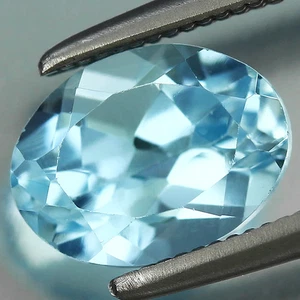 Natural Sky Blue Topaz 1.61ct T.W 8x6mm Oval Brazil Gemstone - Picture 1 of 4